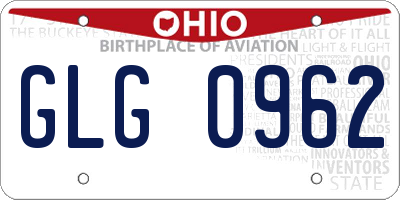 OH license plate GLG0962