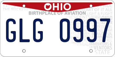 OH license plate GLG0997