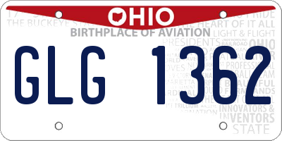 OH license plate GLG1362