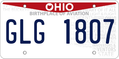 OH license plate GLG1807