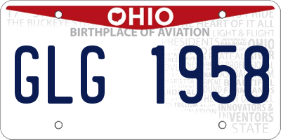 OH license plate GLG1958