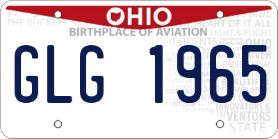 OH license plate GLG1965