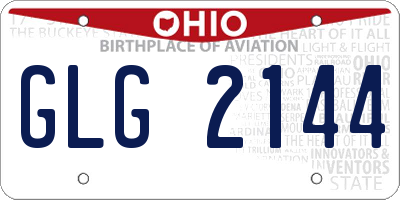 OH license plate GLG2144