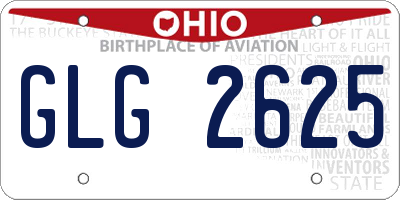 OH license plate GLG2625