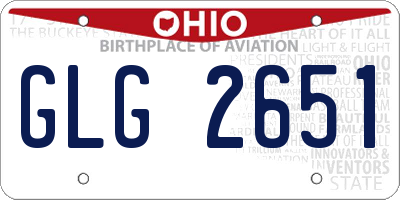 OH license plate GLG2651