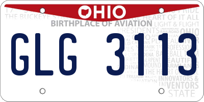 OH license plate GLG3113