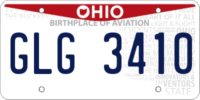 OH license plate GLG3410