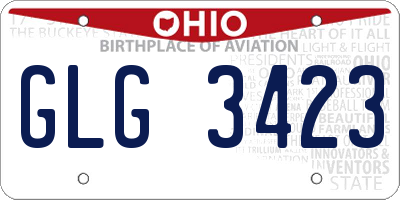 OH license plate GLG3423