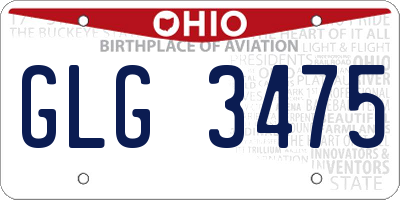 OH license plate GLG3475