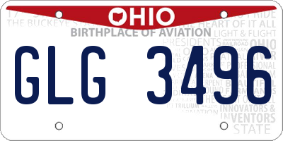 OH license plate GLG3496