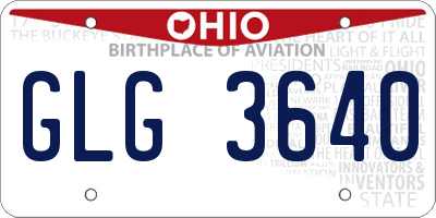 OH license plate GLG3640