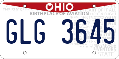 OH license plate GLG3645