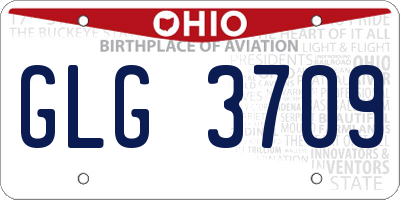 OH license plate GLG3709