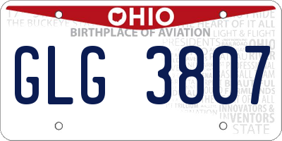 OH license plate GLG3807