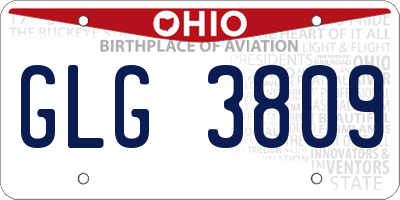 OH license plate GLG3809