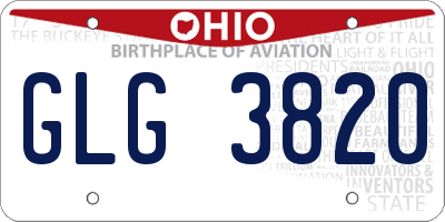 OH license plate GLG3820