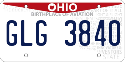 OH license plate GLG3840