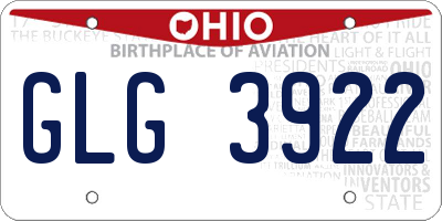 OH license plate GLG3922
