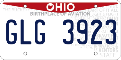 OH license plate GLG3923