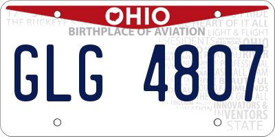 OH license plate GLG4807