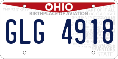 OH license plate GLG4918