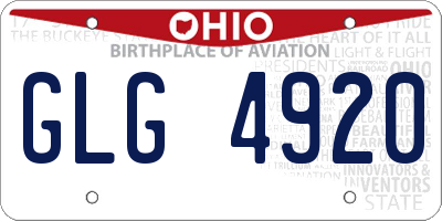 OH license plate GLG4920