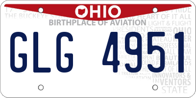 OH license plate GLG4951