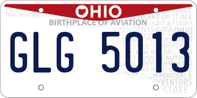 OH license plate GLG5013