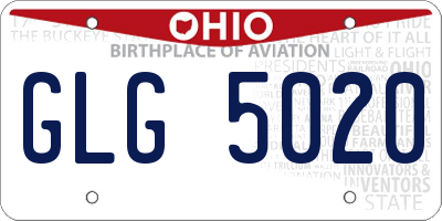 OH license plate GLG5020