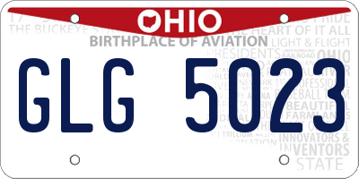 OH license plate GLG5023