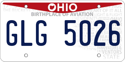 OH license plate GLG5026
