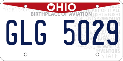 OH license plate GLG5029