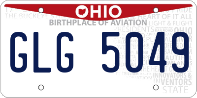OH license plate GLG5049