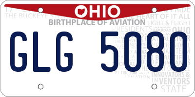 OH license plate GLG5080