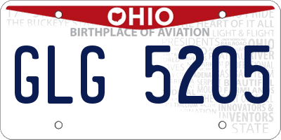 OH license plate GLG5205