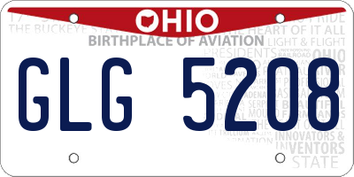 OH license plate GLG5208