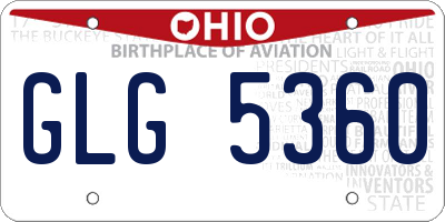 OH license plate GLG5360