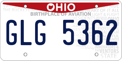 OH license plate GLG5362