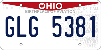 OH license plate GLG5381
