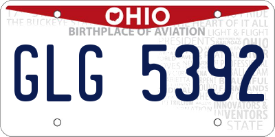 OH license plate GLG5392