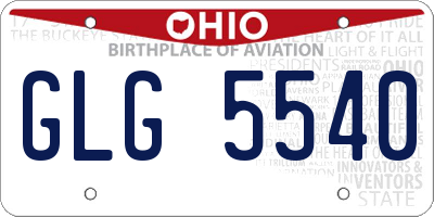 OH license plate GLG5540
