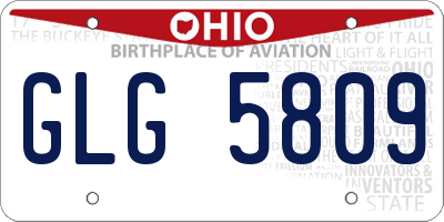 OH license plate GLG5809