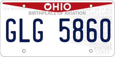 OH license plate GLG5860