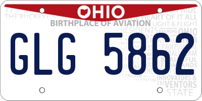 OH license plate GLG5862