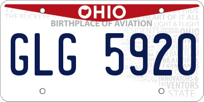 OH license plate GLG5920