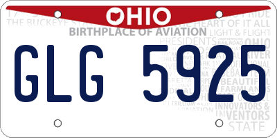 OH license plate GLG5925