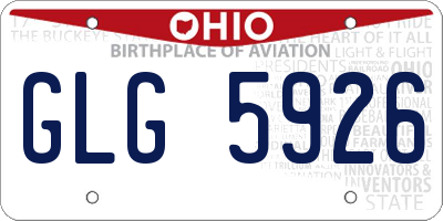 OH license plate GLG5926