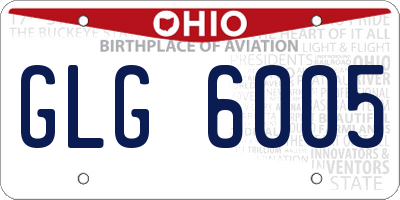 OH license plate GLG6005