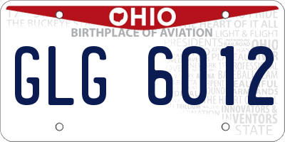 OH license plate GLG6012