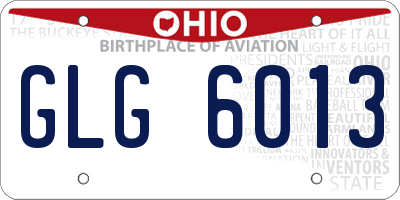 OH license plate GLG6013